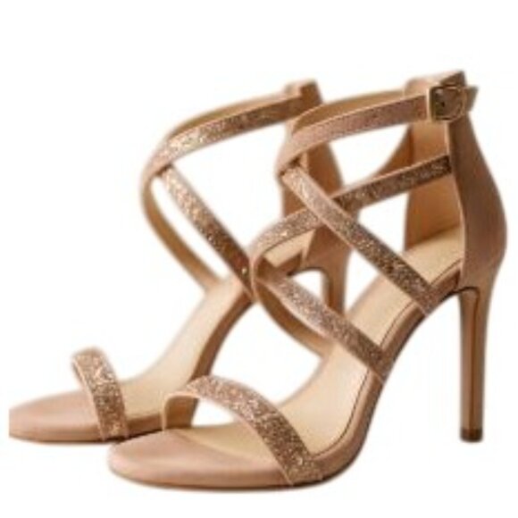 Jessica Simpson Size 7 Designer Stiletto High Heel Sandal Champagne Women - Picture 2 of 15